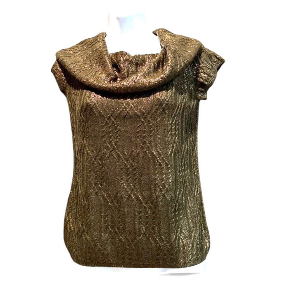 Worth Gold Embossed Cowl Neck Sweater Size Petite